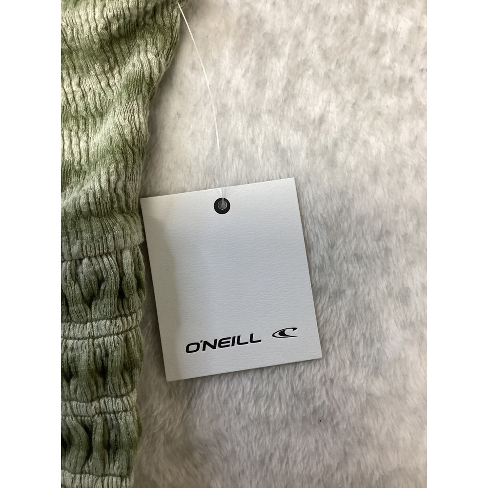 ONeill Womens Yul Knit Cami Top Moss Green Smocked Tie Front FA4403002T Size L - Picture 2 of 6